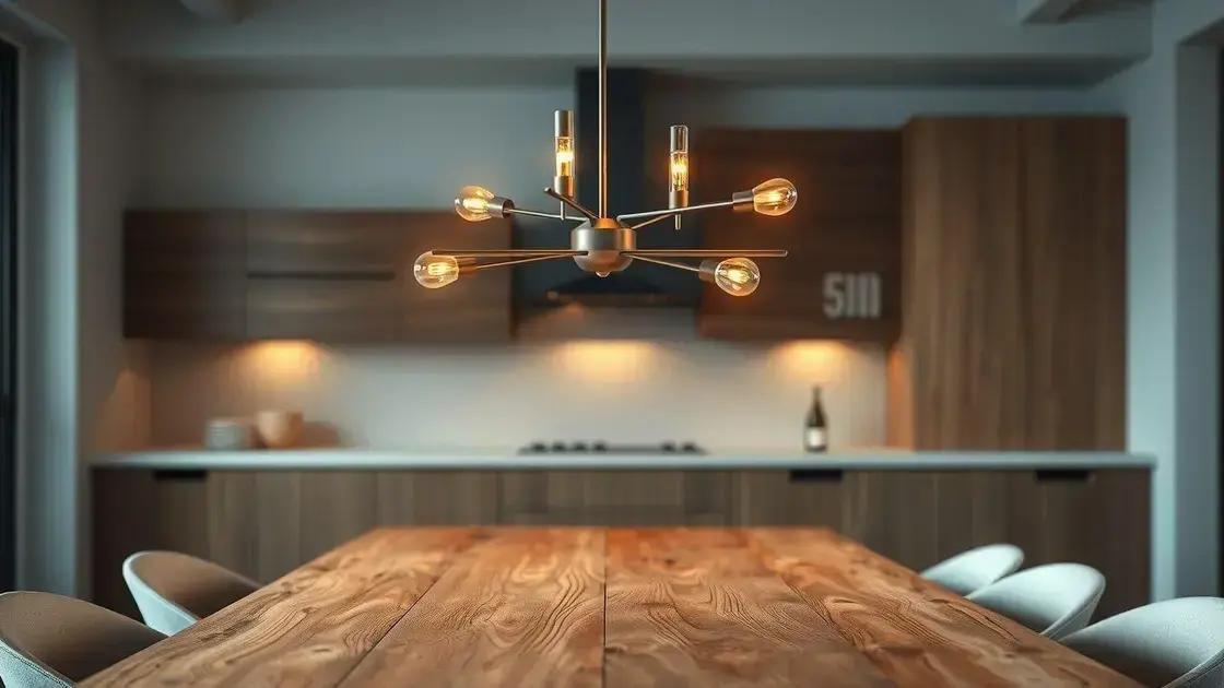 Avalie o tamanho e a altura do lustre em relação à mesa