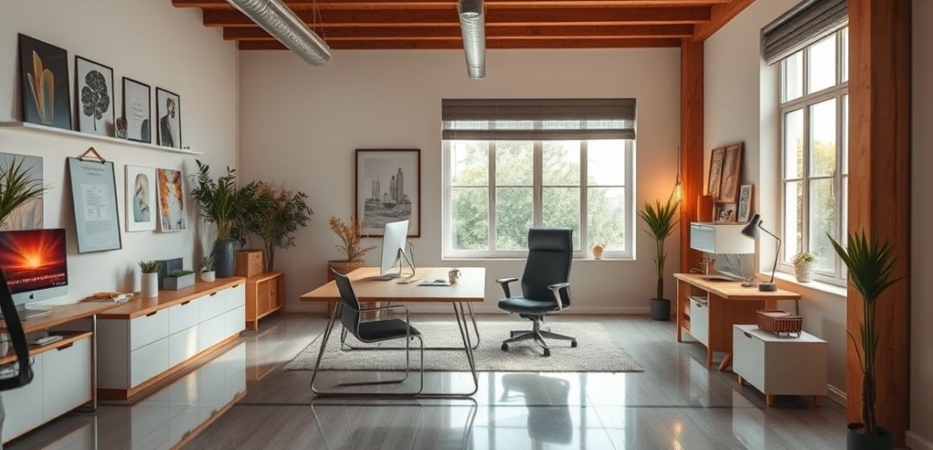 Espaço de trabalho O que é Espaço de Trabalho? O termo Espaço de Trabalho refere-se a um ambiente designado para a realização de atividades profissionais ou criativas. Este espaço pode ser um escritório, um ateliê, ou até mesmo uma área em casa destinada ao trabalho. A definição se expande para incluir não apenas o lo