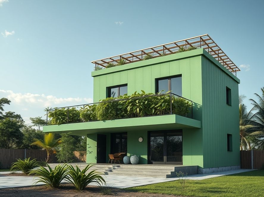 Casas com telhado verde Casas com telhado verde