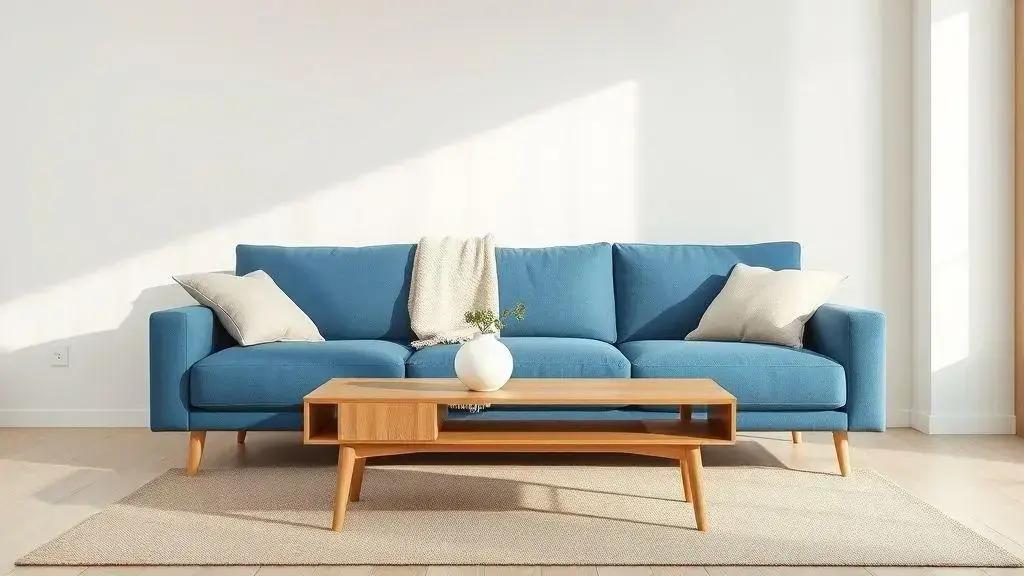 Combine o sofá azul com uma base neutra Combine o sofá azul com uma base neutra