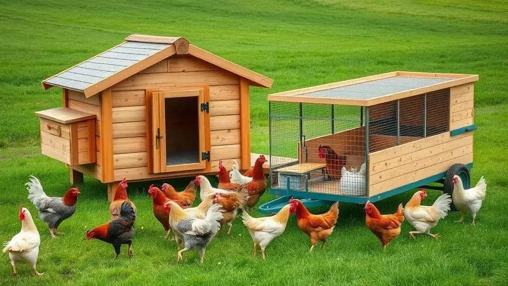 Tipos de galinheiros: fixos versus móveis