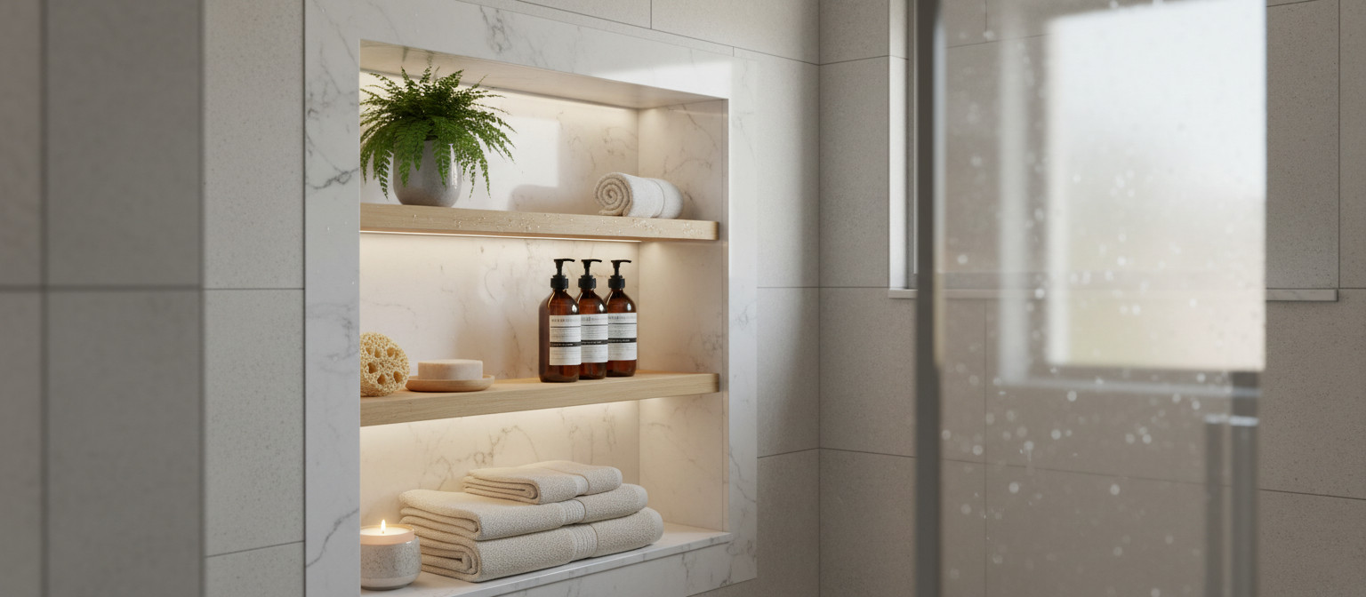 Como transformar o nicho do box do banheiro em um espaço funcional e aconchegante - Imagem 2