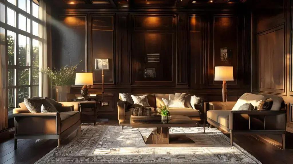 Importância da iluminação para valorizar a madeira escura no décor